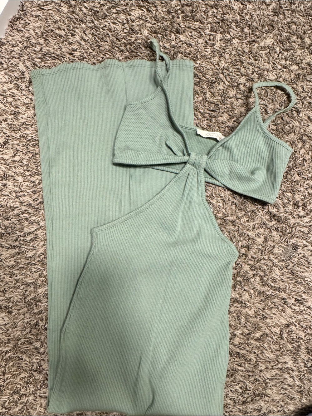 OOTDFash Sage Green Ribbed Knit Crop Top with Knot